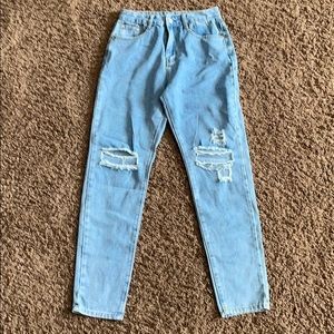 High wasted ripped mom jeans